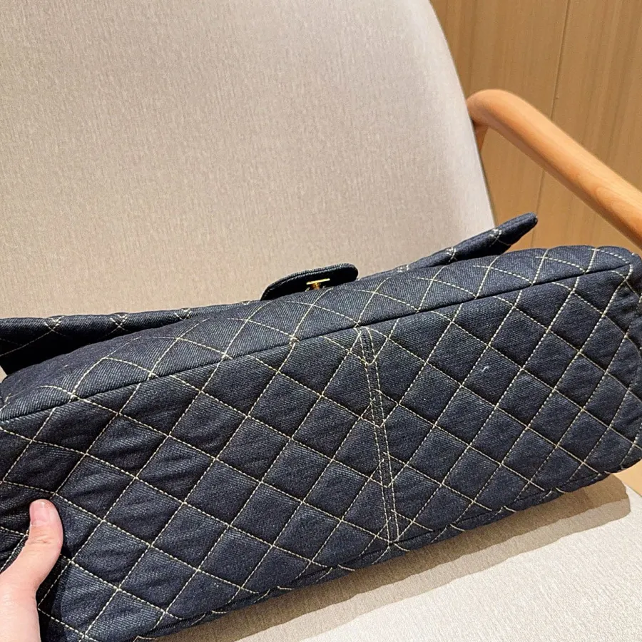 Chanel Denim color / Black Tote Bags 45cm Shoulder Bags