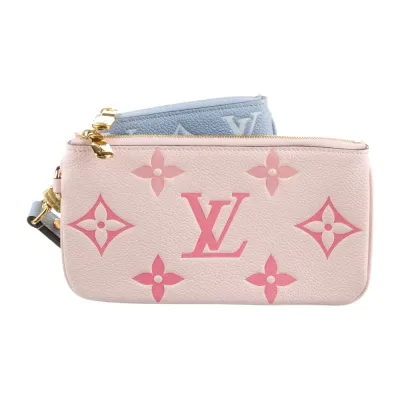 Louis Vuitton Large By The Pool Wristlet Pink Monogram Empreinte Leather Gold Hardware