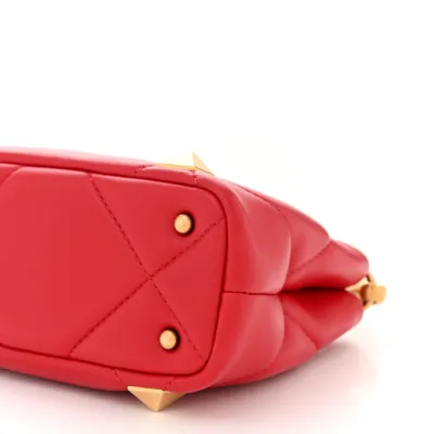 Valentino Garavani Small Roman Stud The Handle Bag Rouge Pur Nappa Leather Gold Hardware