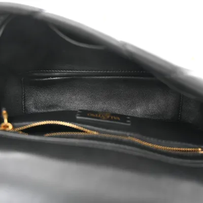 Valentino Garavani Small Roman Stud Shoulder Bag Black Nappa Leather Brass Hardware