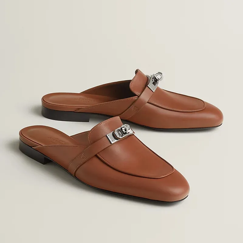 HERMES Oz Mule Brown Slippers
