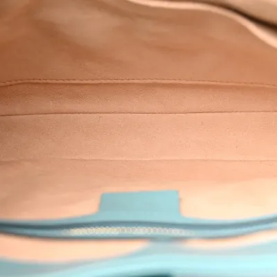 Gucci Small Bi-Color Jackie 1961 Hobo Dusty Azure Boarded Dyana Lux Calfskin Leather Brass Hardware