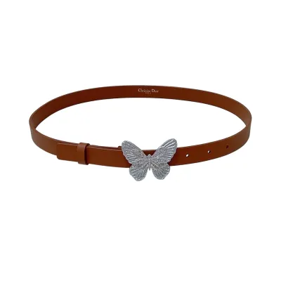 Dior Women' s Butterfly Buckle Belt In Black/White/Blue/Brown Calfskin With Gold/Silver Hardware 20mm
