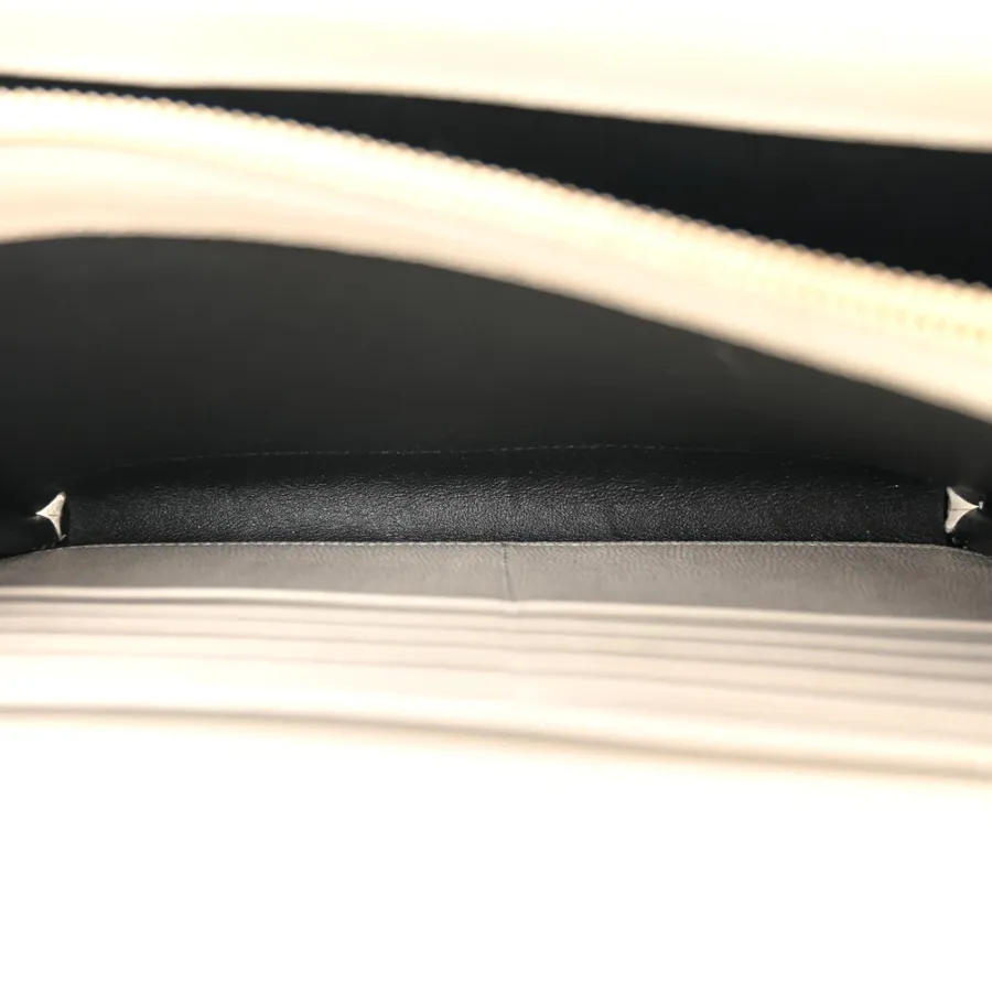 Saint Laurent Small Chain Wallet Crema Soft Chevron Monogram Grain De Poudre Matelasse Leather Gold Hardware