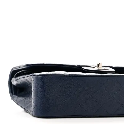 Designer Handbags | Blue Quilted Caviar Leather