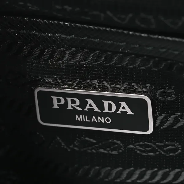 Prada Medium Brique Crossbody Messenger Bag Black Tessuto & Saffiano Leather Silver Hardware - Image 2