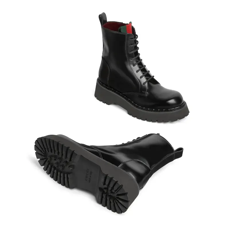 Gucci black webbing woven short boots
