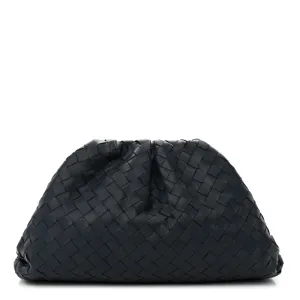 Bottega Veneta Maxi Intrecciato The Pouch Oversized Clutch Deep Blue Nappa Leather