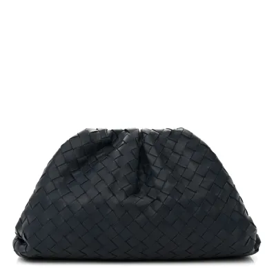 Bottega Veneta Maxi Intrecciato The Pouch Oversized Clutch Deep Blue Nappa Leather