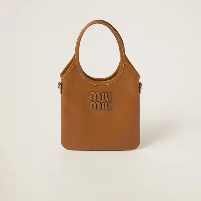 Miu Miu Calfskin Leather Brown Shoulder Bags