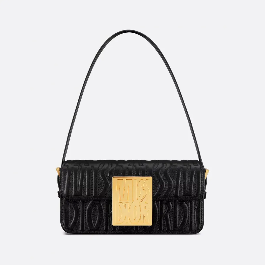 Dior Miss Dior Flap Bag In Black Quilted Miss Dior Allover Calfskin With Gold Hardware