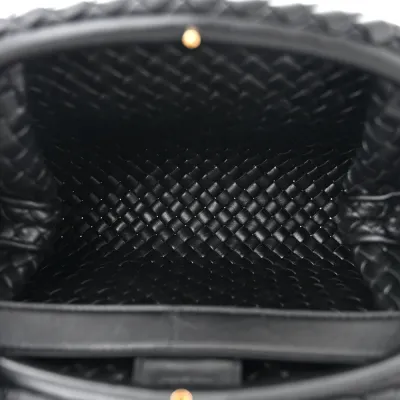 Bottega Veneta Small Intrecciato Padded The Handle Black Nappa Leather