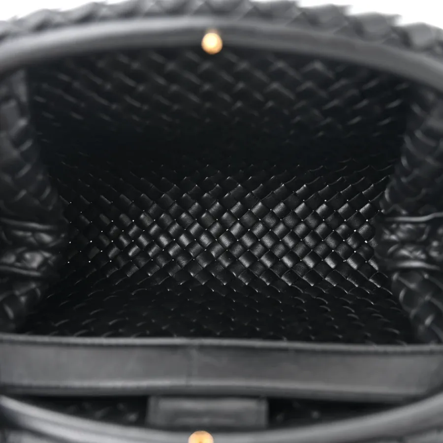 Bottega Veneta Small Intrecciato Padded The Handle Black Nappa Leather