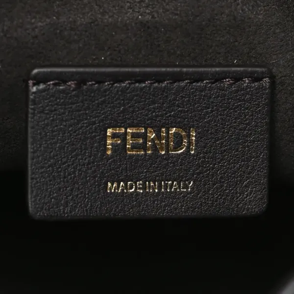 Fendi Mini F is Fendi Logo Crochet Mon Tresor Bucket Bag Natural/Brown Straw Gold Hardware - Image 2
