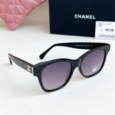 CHANEL square frame pearl glasses black purple color SIZE 54-17-140