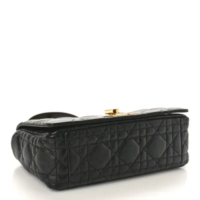 Dior Small Caro Bag Black Cannage Calfskin Leather Gold Hardware