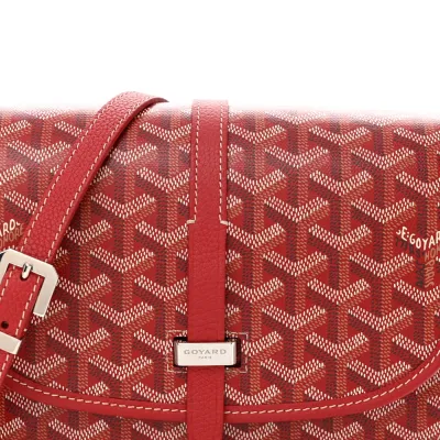 Goyard Belvedere II PM Messenger Bag Red Goyardine Canvas Silver Hardware