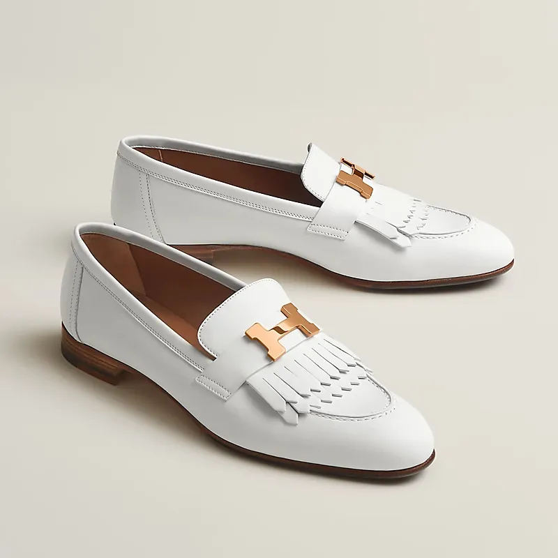 HERMES Royal White Loafers