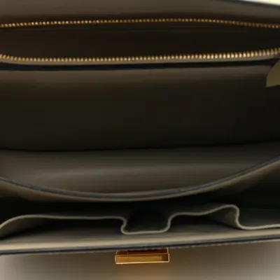 Celine Medium Classic Box Flap Bag Quartz Spazzolato Calfskin Leather Gold Hardware