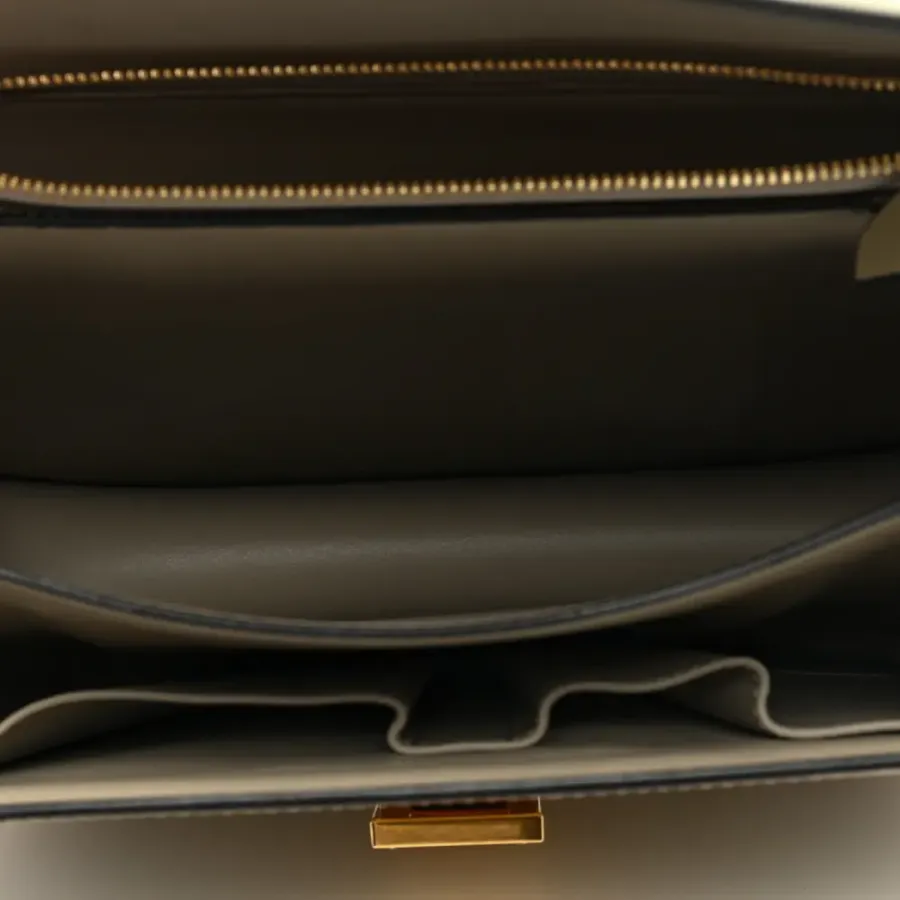 Celine Medium Classic Box Flap Bag Quartz Spazzolato Calfskin Leather Gold Hardware