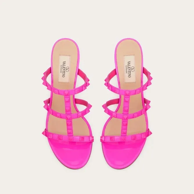 VALENTINO Barbie powder patent rivet slipper sandals (heel height 6cm)