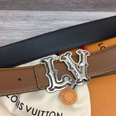 Louis Vuitton Men's LV Ranch Reversible Belt In Black/Brown Calfskin With Gold/Silver Hardware 40mm