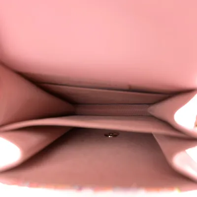 Chanel North-South Boy Flap Medium Pink Tweed & Quilted Calfskin Leather Light Gold Hardware