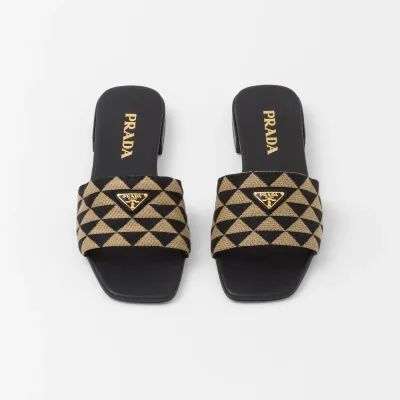 PRADA Triangular printed fabric slippers