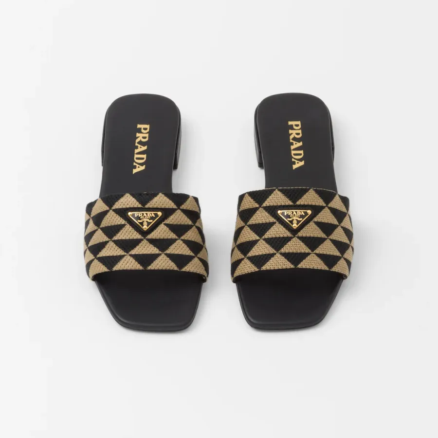 PRADA Triangular printed fabric slippers