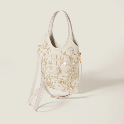 Miu Miu IVY Beaded embroidery white Shoulder Bags