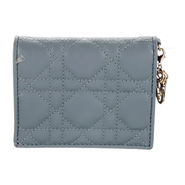Dior Small Wallet Blue Cannage Pattern Leather Gold Hardware - Image 2