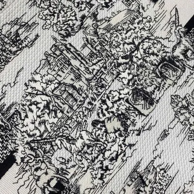 Dior Medium Dior Book Tote White Embroidery with Black Toile de Jouy Scotland Motif Embroidery