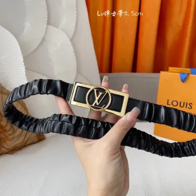 Louis Vuitton Women's Dauphine Smoke Elastic Belt In Black Calfskin With Gold Hardware 25mm