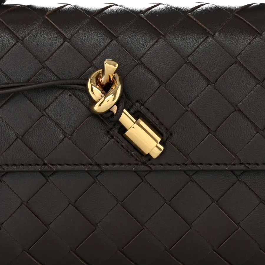 Bottega Veneta Long Intrecciato Andiamo Top Handle Clutch Fondant Nappa Leather Gold Hardware