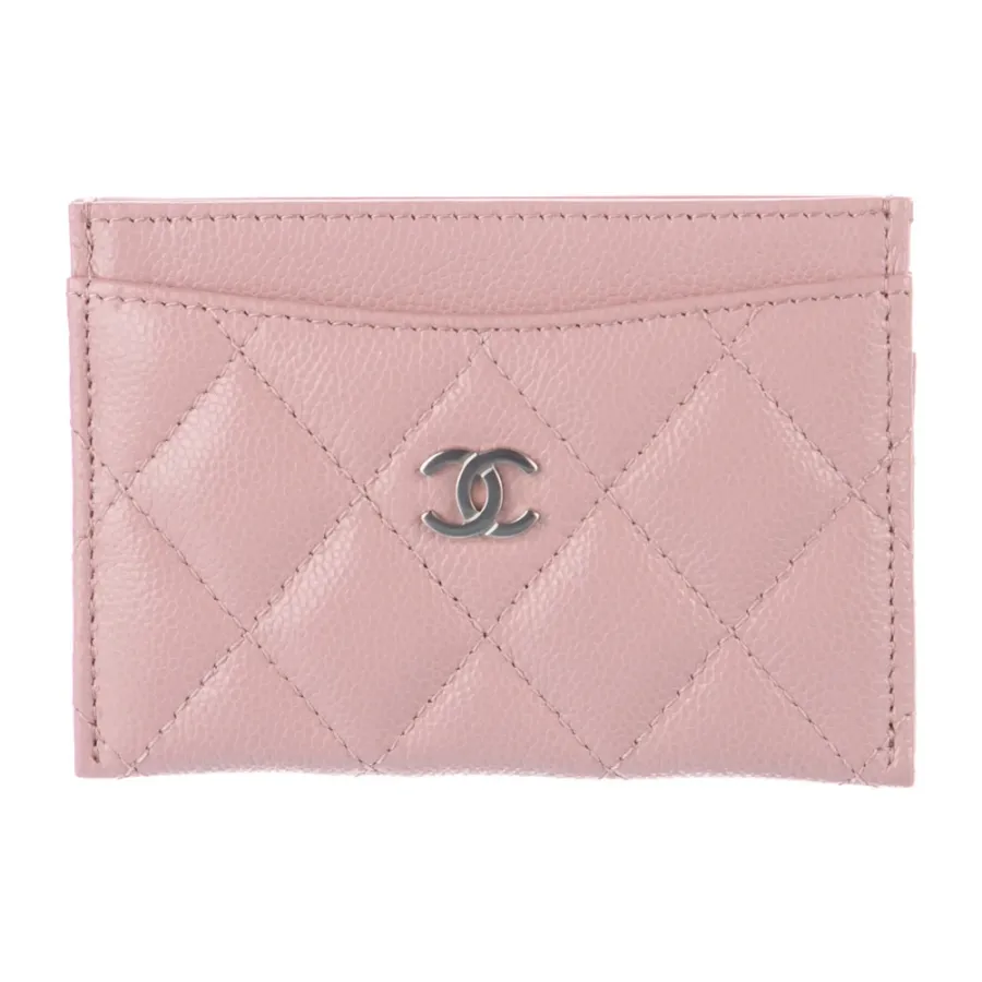 Chanel Small Card Holder Pink Quilted Leather Silver Hardware