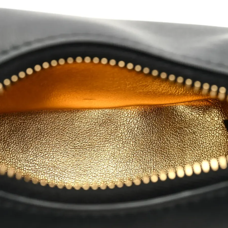 Fendi Nano Fendigraphy Hobo Charm Black Matte Grace Vitello Leather Gold Hardware