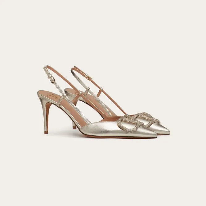 VALENTINO Laminated sheepskin strappy Heels (8cm)