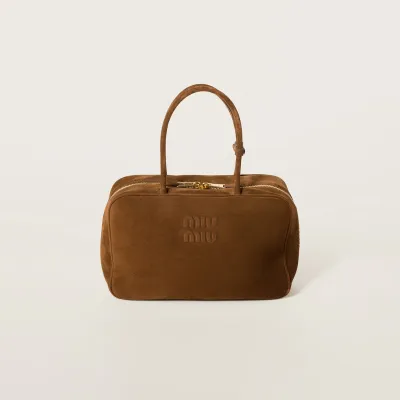 Miu Miu Beau Suede Leather Brown Top-Handle Bags