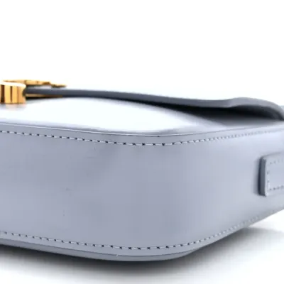 Celine Medium Triomphe Shoulder Bag Arctic Blue Shiny Calfskin Leather