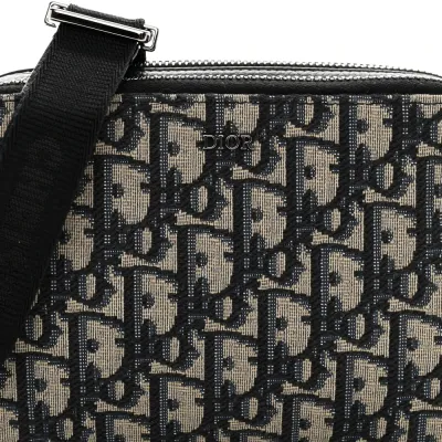 Dior Small Saddle Messenger Pouch Blue Oblique Canvas Silver Hardware
