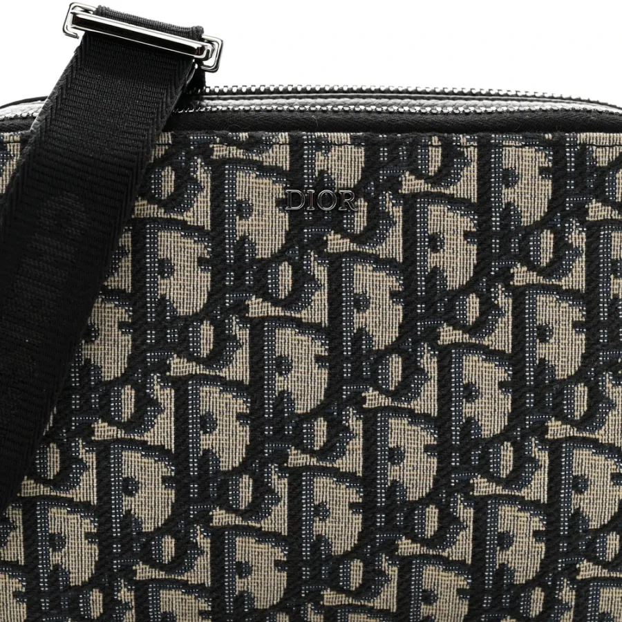 Dior Small Saddle Messenger Pouch Blue Oblique Canvas Silver Hardware