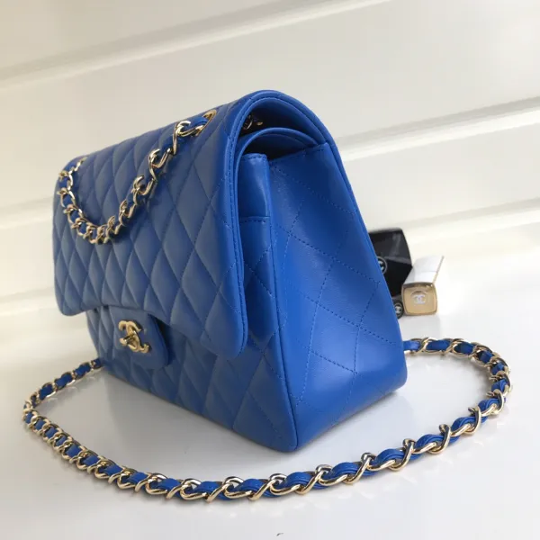 Chanel CF Blue / Navy Blue Quilted Lambskin Leather Crossbody Bags - Image 2