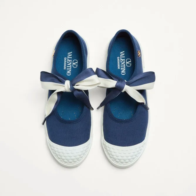 VALENTINO BAY BY BAY Blue ladies canvas ballet flats