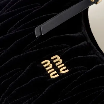 Miu Miu Wander Matelassé Suede leather handbag Black Crossbody Bags