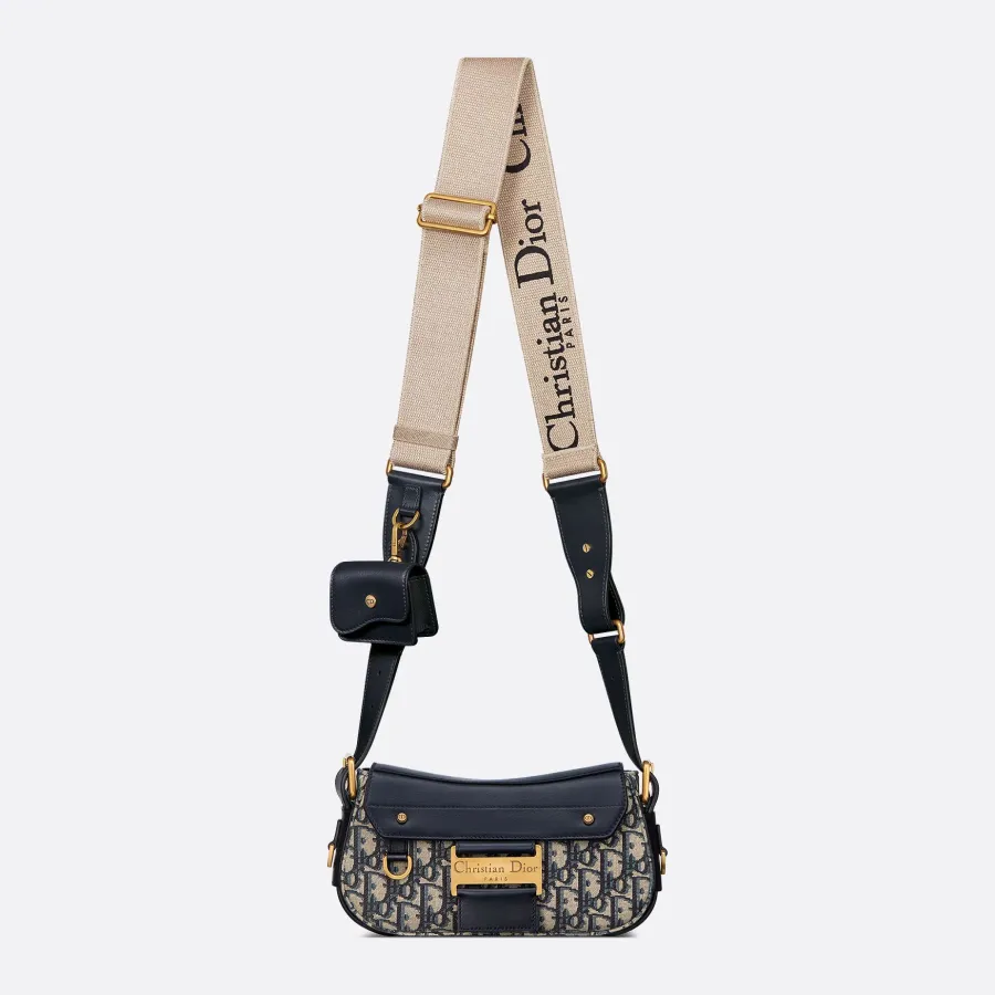 Dior Small Streetchic Bag In Blue Dior Oblique Jacquard and Smooth Calfskin With Gold Hardware