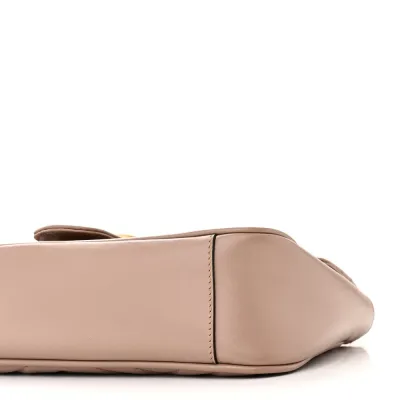 Gucci Small GG Marmont Shoulder Bag Porcelain Rose Calfskin Matelassé Leather Gold Hardware