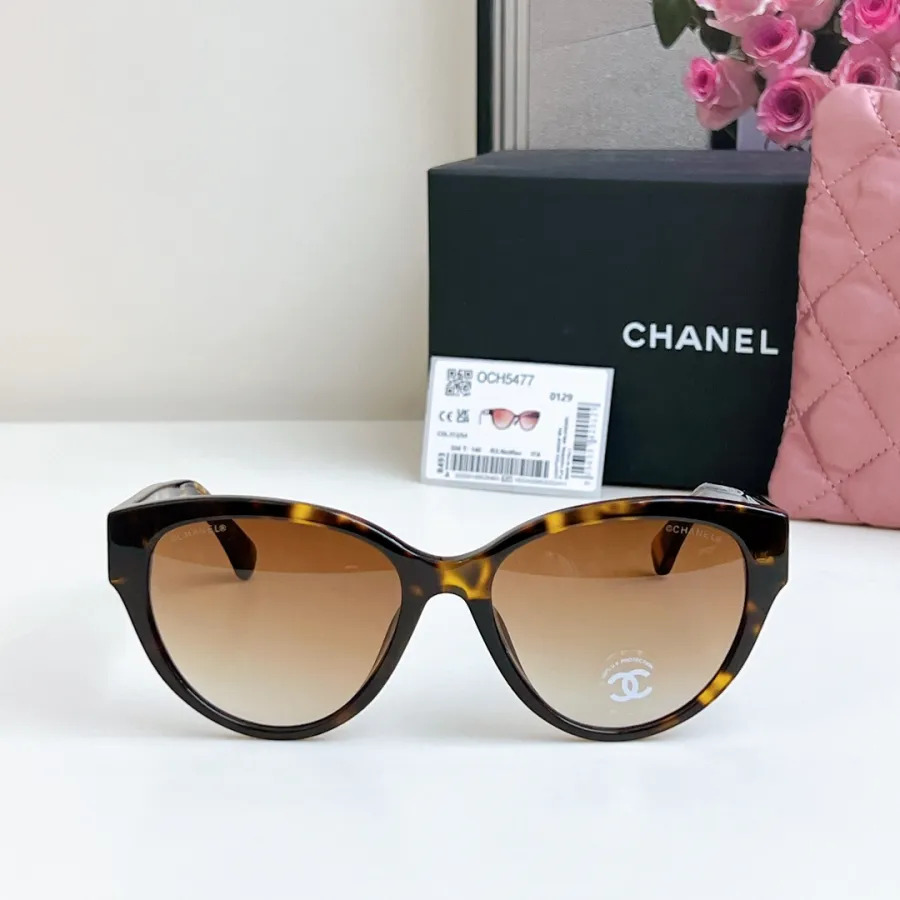 CHANEL glasses leopard-print brown gold color size 55口16-140