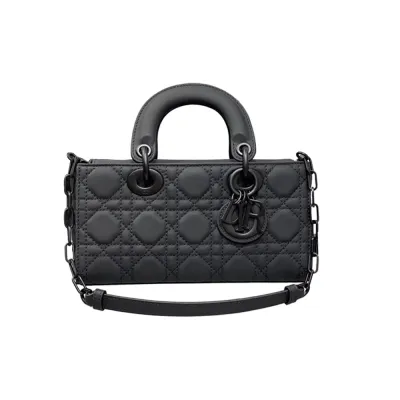 Dior Small Lady D-Joy Bag In Cherry Red Patent Calfskin/White Lambskin/Black Ultramatte Cannage Calfskin With Gold/Black Hardware