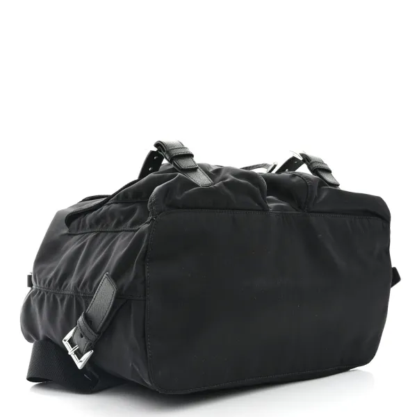 Prada Medium Backpack Black Re-Nylon & Saffiano Leather Silver Hardware - Image 6
