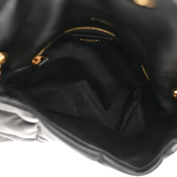 Saint Laurent Small Loulou Chain Satchel Black Quilted Puffer Monogram Lambskin Leather Gold Hardware - Image 7